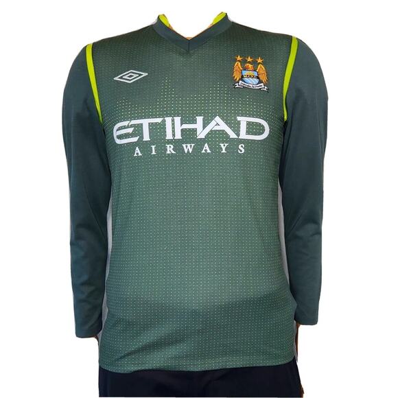 MANCHESTER CITY 2011-2012 ORIGINAL GOALKEEPER JERSEY Sz 36 EUC Umbro Ethiad Air - Picture 1 of 7